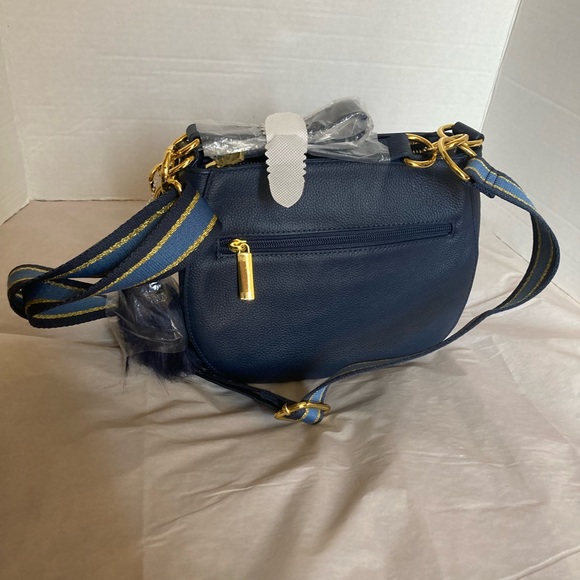 NWT - JOY Chic Bag with Pompom Plus RFID Tech & Anti-microbial. Navy - Picture 2 of 4